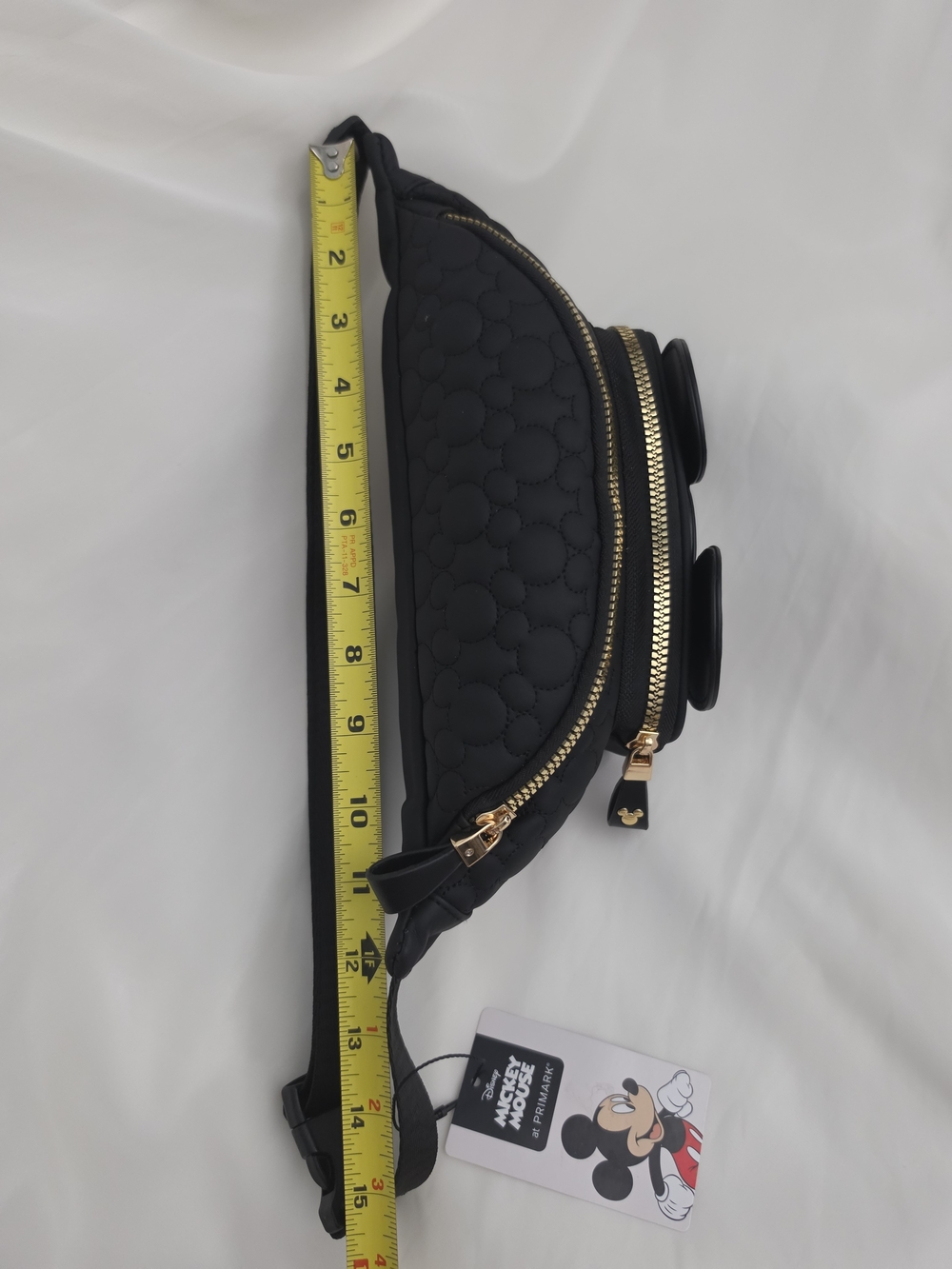 Disney x Primark Mickey Mouse Black Quilted Fanny Pack 3D Ear Waist Belt Bag - Picture 10 of 11